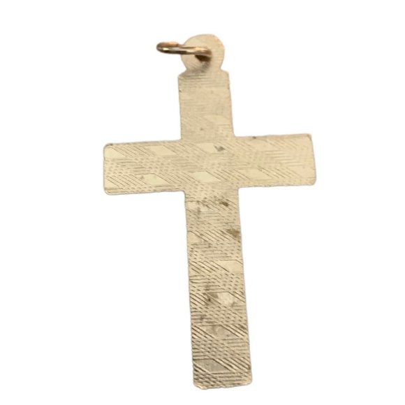 Vintage 1 1/4" Silvertone Pendant Cross Blue Embossing Jewelry for Necklace - Picture 6 of 7